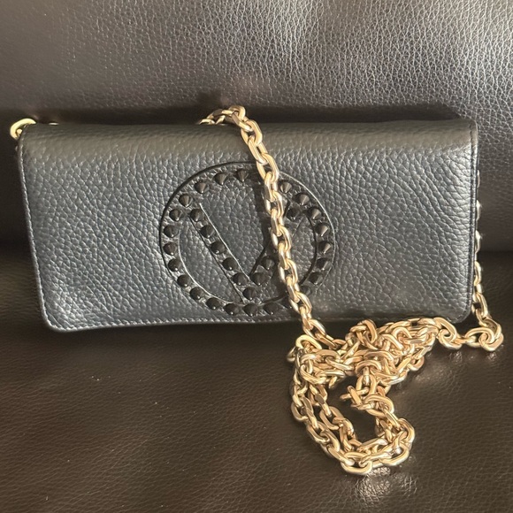 Valentino Black Leather Wallet with Gold Accent - Picture 6 of 9